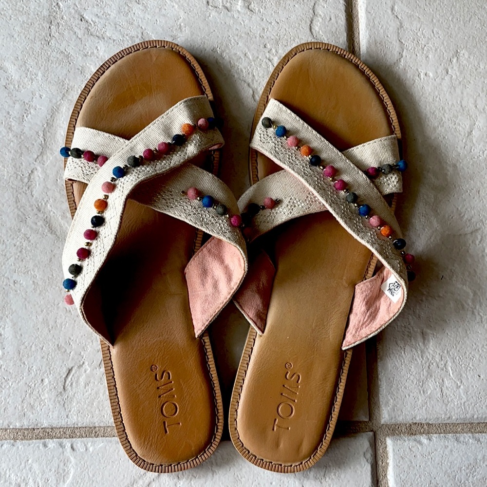 Toms Sandals Colorful Pompoms boho 10